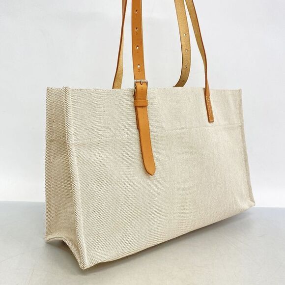 Hermes Tote Bag Etrivière Elan Toile Ash Natural Silver Hardware □O Engraved - Picture 2 of 9